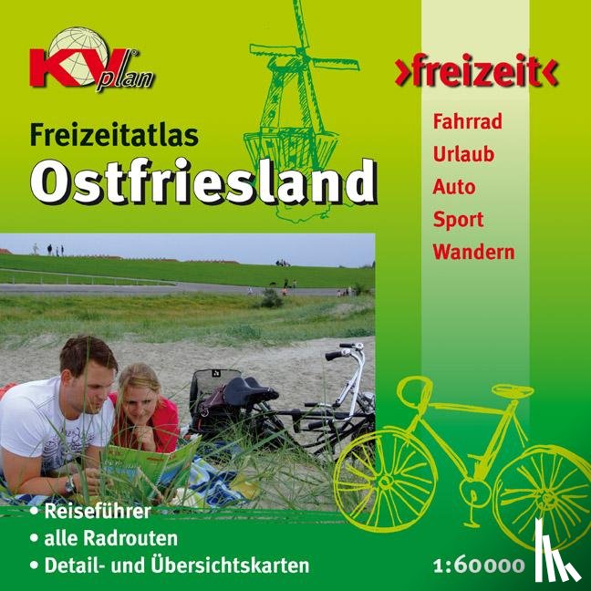  - Ostfriesland Freizeitatlas (ganze ostfriesische Halbinsel) - Spiralbindung, KVplan, Radkarte/Freizeitkarte, 1:60.000
