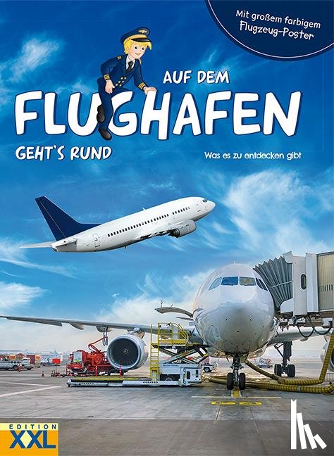  - Auf dem Flughafen geht's rund - mit großem, farbigem Flugzeug-Poster