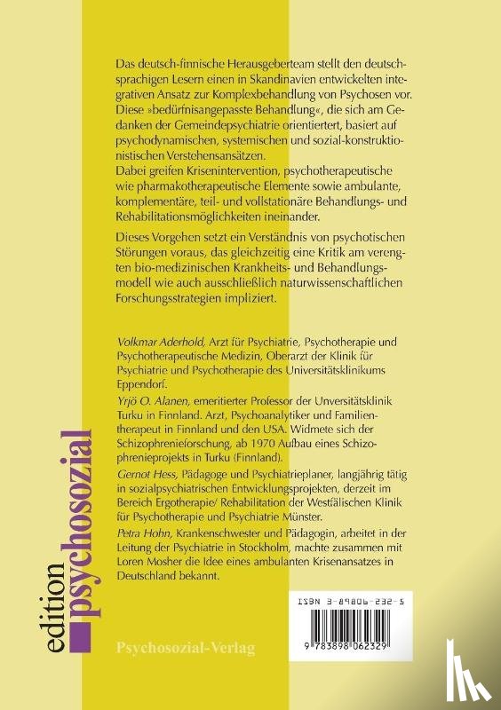 Aderhold, Volkmar, Alanen, Yrjoe, Hess, Gernot - Psychotherapie der Psychosen
