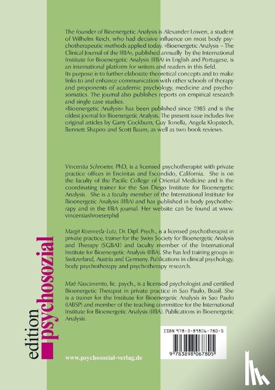  - Bioenergetic Analysis 18 (2008)