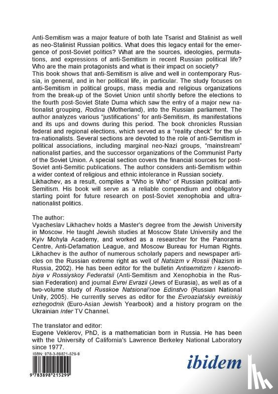 Likhachev, Vyacheslav - Political Anti-Semitism in Post-Soviet Russia. Actors and Ideas in 1991-2003