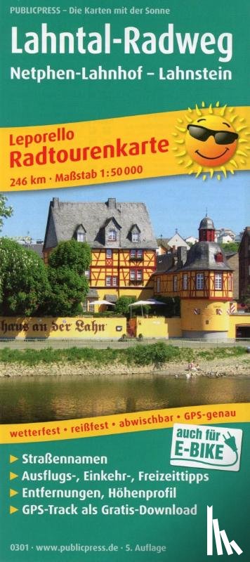  - Radtourenkarte Lahntal-Radweg, Netphen-Lahnhof - Lahnstein 1 : 50 000