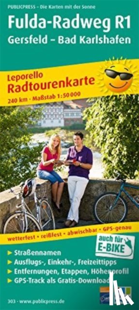  - Fulda cycle path R1, cycle tour map 1:50,000
