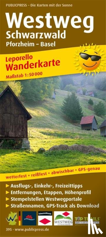  - Wanderkarte Westweg Schwarzwald, Pforzheim - Basel 1 : 50 000