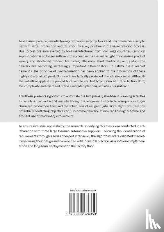 Humphrey, Sean Edward - Mapping and Scheduling Algorithms for Synchronized Individual Production