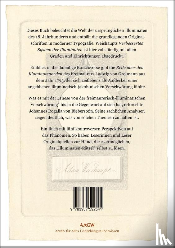 Adam, Weishaupt, Ludwig Adolf Christian von, Grolmann, Adolf Franz Friedrich Ludwig Freiherr von, Knigge, Karl Theodor, Kurfürst von Pfalzbayern - Illuminaten I