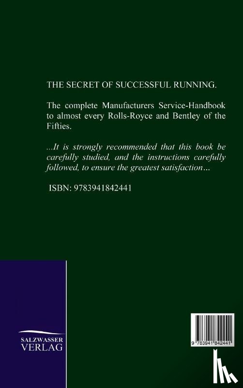  - Service-Handbook Rolls-Royce Silver Dawn, Silver Wraith, Phantom IV and Bentley MK. VI, R-Type