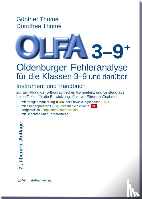 Thomé, Günther, Thomé, Dorothea - OLFA 3-9: Oldenburger Fehleranalyse für die Klassen 3-9
