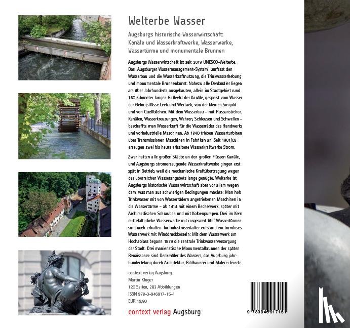 Kluger, Martin - WELTERBE WASSER. Augsburgs historische Wasserwirtschaft.