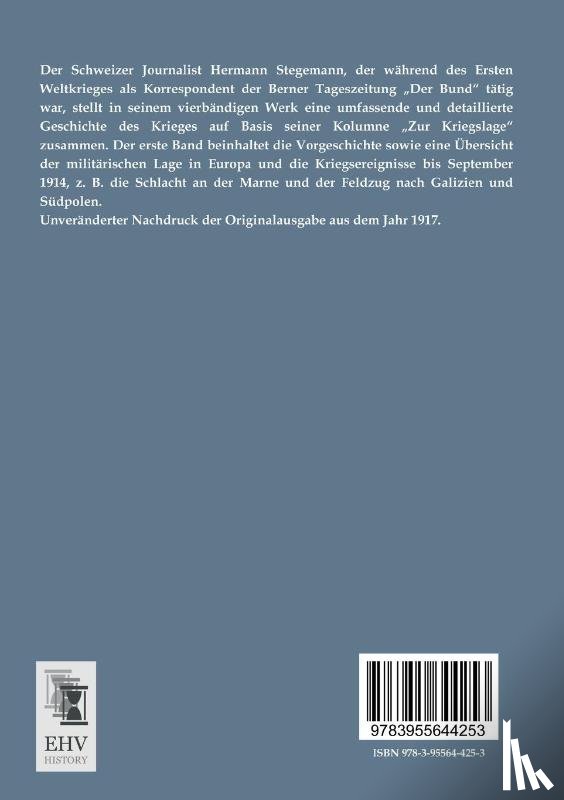 Stegemann, Hermann - Geschichte Des Krieges
