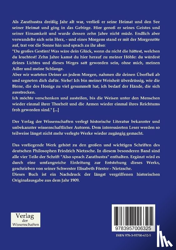 Nietzsche, Friedrich Wilhelm - Also sprach Zarathustra