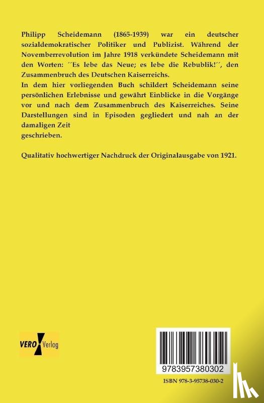 Scheidemann, Philipp - Der Zusammenbruch des Kaiserreiches