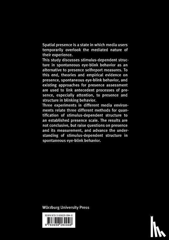 Brill, Michael - Spontaneous eye blinks as an alternative measure for spatial presence experiences