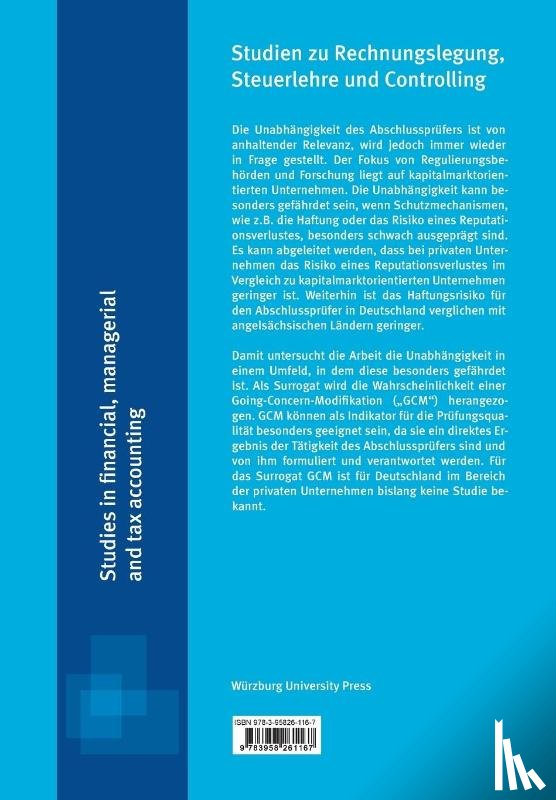 Gunther, Johannes - Die Unabhangigkeit des Abschlussprufers bei privaten Unternehmen in Deutschland
