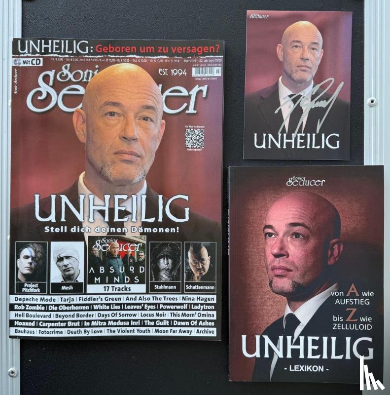  - Unheilig signierte Fotokarte + Lexikon-Buch + Sonic Seducer 03/2026 Liebe Glaube Monster