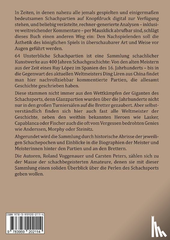 Voggenauer, Roland, Peters, Carsten - 64 Unsterbliche Schachpartien