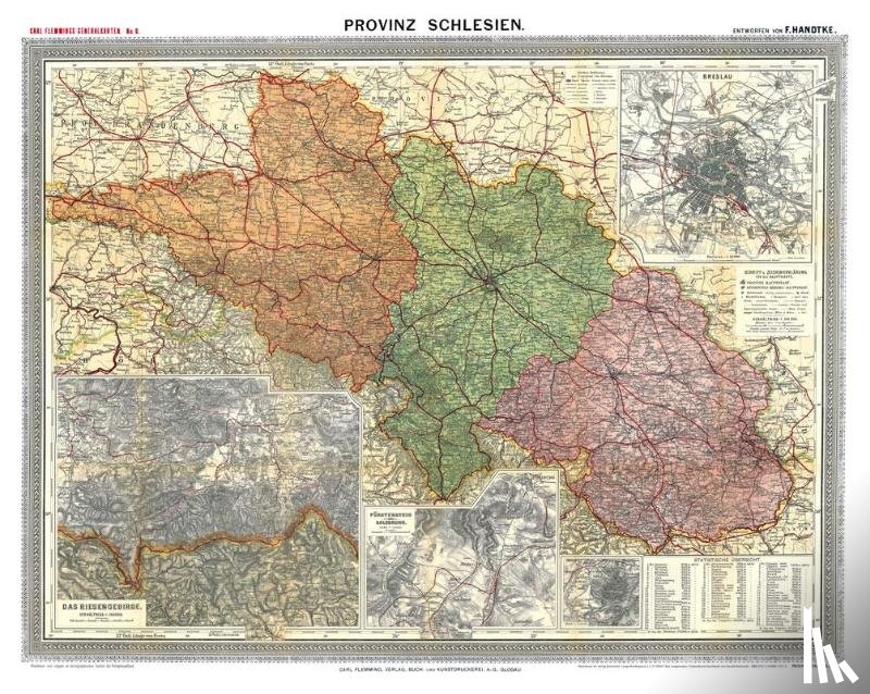 Handtke, Friedrich - Historische Karte: Provinz SCHLESIEN im Deutschen Reich - um 1910 [gerollt]