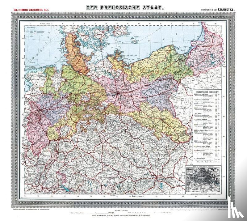 Handtke, Friedrich - Historische Preussenkarte / DER PREUSSISCHE STAAT - 1905 [gerollt]