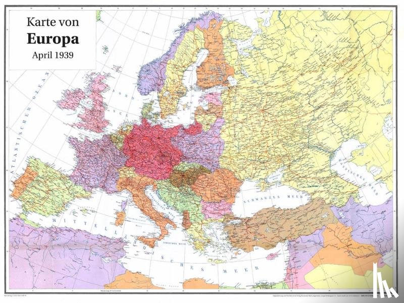  - Historische Karte: EUROPA im April 1939 (gerollt)