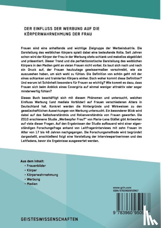 Anonym - Der Einfluss der Werbung auf die Koerperwahrnehmung der Frau