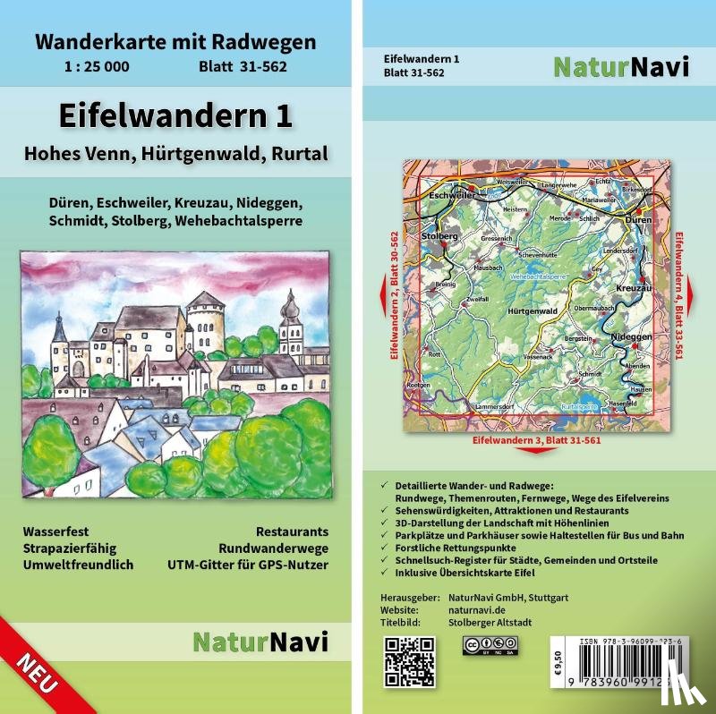  - Eifelwandern 1 - Hohes Venn, Hürtgenwald, Rurtal 1 : 25 000