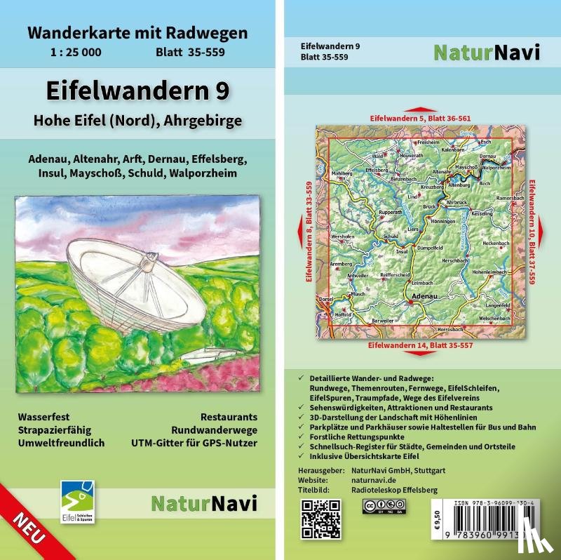  - Eifelwandern 9 - Hohe Eifel (Nord), Ahrgebirge 1 : 25 000