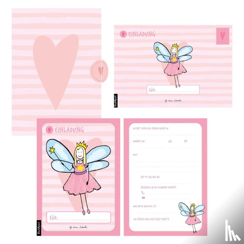 Wirth, Lisa - 12 Einladungskarten Geburtstag Mädchen (Feen). Handgemachte Einladungskarten Kindergeburtstag incl. 12 liebevollen Hand designten Briefumschlägen. Verpackt in einer wundervollen hochwertigen Karton Box. By Lisa Wirth