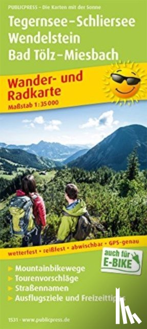  - Tegernsee - Schliersee - Wendelstein - Bad Toelz - Miesbach, hiking and cycling map 1:35,000