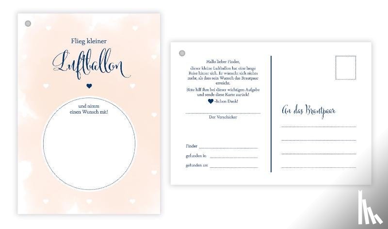 Heisenberg, Sophie - 50 Ballonflugkarten für Hochzeit, gelocht und extra leicht zum Weitfliegen. Wetterfeste Ballonkarten mit Wünschen zur Hochzeit für einen extra langen Flug. Weitflugkarten im Postkartenformat DIN A6