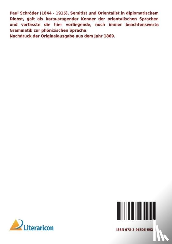 Schröder, Paul - Die phönizische Sprache