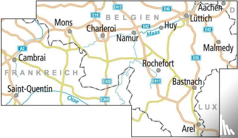  - ADFC-Radtourenkarte BEL 2 Belgien Wallonie 1:150.000, reiß- und wetterfest, E-Bike geeignet, GPS-Tracks Download