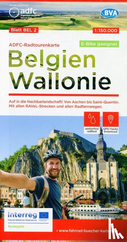  - ADFC-Radtourenkarte BEL 2 Belgien Wallonie 1:150.000, reiß- und wetterfest, E-Bike geeignet, GPS-Tracks Download