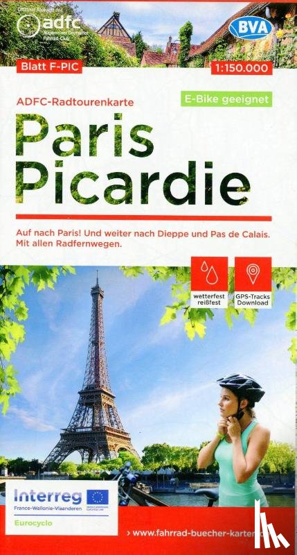  - ADFC-Radtourenkarte F-PIC Paris Picardie 1:150.000, reiß- und wetterfest, E-Bike geeignet, GPS-Tracks Download