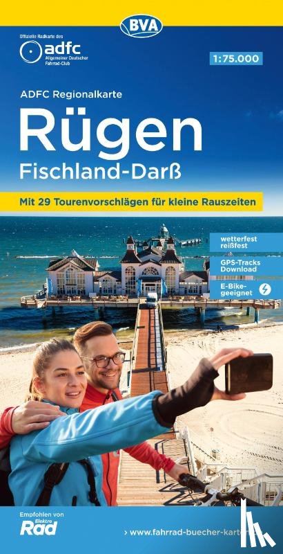  - ADFC-Regionalkarte Rügen Fischland-Darß, 1:75.000, mit Tagestourenvorschlägen, reiß- und wetterfest, E-Bike-geeignet, GPS-Tracks-Download