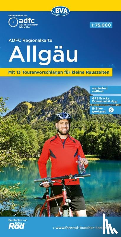  - ADFC-Regionalkarte Allgäu 1:75.000, mit Tagestourenvorschlägen, reiß- und wetterfest, E-Bike-geeignet, GPS-Tracks-Download