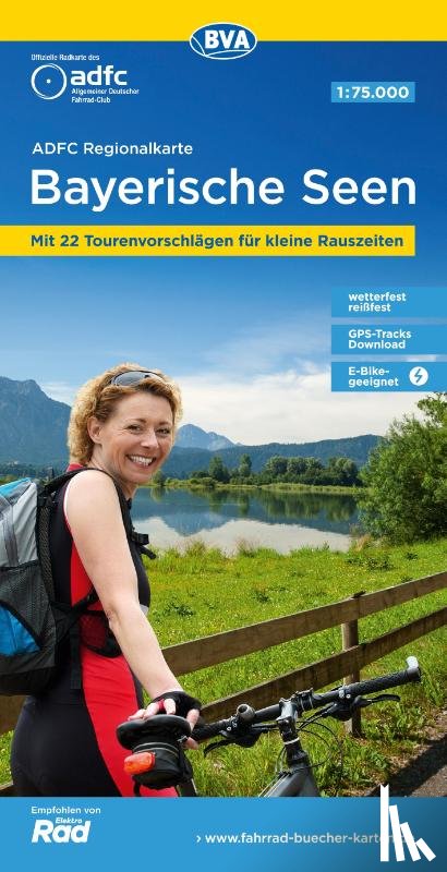  - ADFC-Regionalkarte Bayerische Seen, 1:75.000, reiß- und wetterfest, mit kostenlosem GPS-Download der Touren via BVA-website oder Karten-App