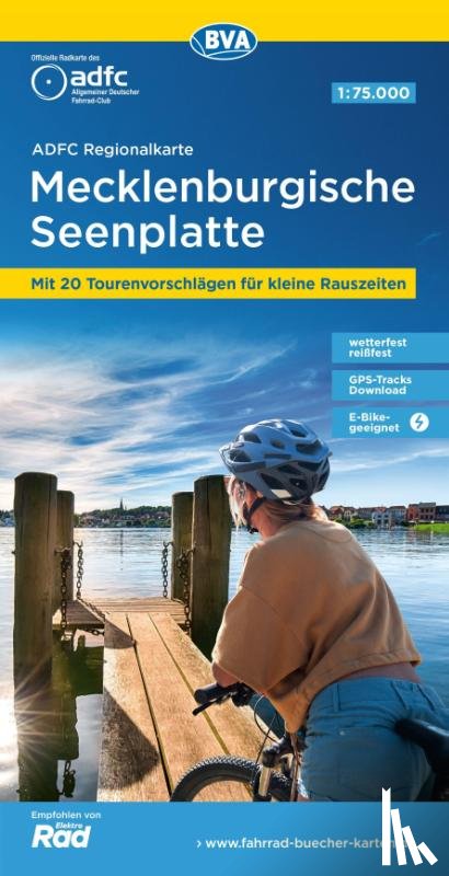  - ADFC-Regionalkarte Mecklenburgische Seenplatte 1:75.000, reiß- und wetterfest, mit kostenlosem GPS-Download der Touren via BVA-website oder Karten-App