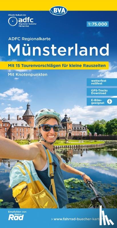  - ADFC-Regionalkarte Münsterland, 1:75.000, mit Tagestourenvorschlägen, reiß- und wetterfest, E-Bike-geeignet, mit Knotenpunkten, GPS-Tracks-Download