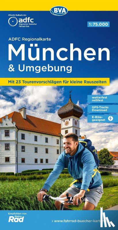  - ADFC-Regionalkarte München und Umgebung, 1:75.000, mit Tagestourenvorschlägen, reiß- und wetterfest, E-Bike-geeignet, GPS-Tracks Download
