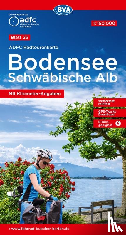  - ADFC-Radtourenkarte 25 Bodensee Schwäbische Alb 1:150.000, reiß- und wetterfest, E-Bike geeignet, GPS-Tracks Download, mit Kilometer-Angaben
