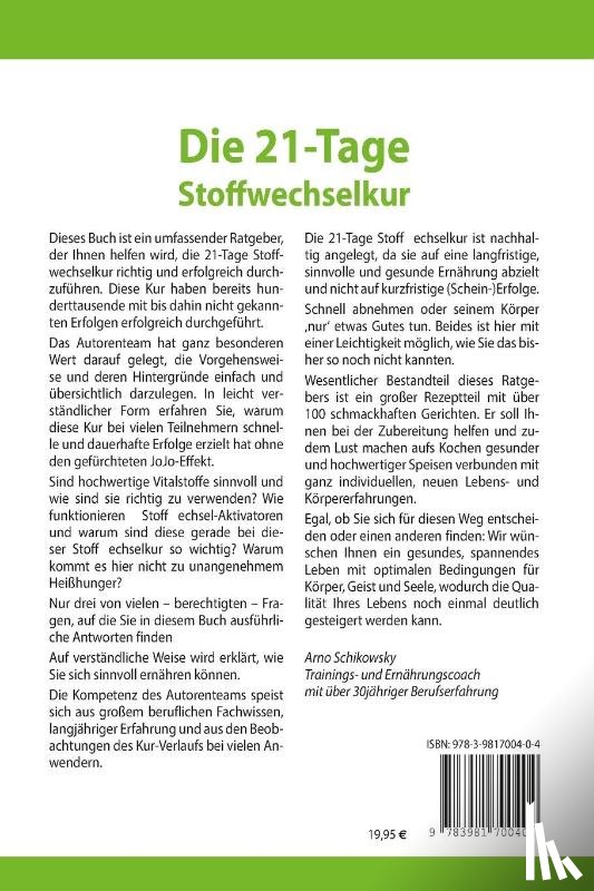 Schikowsky, Arno, Binder, Rudolf, Mörwald, Christian - Die 21-Tage Stoffwechselkur - das Original- (German Edition)