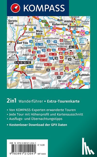 Hüsler, Eugen - KOMPASS Wanderführer Tegernsee, Schliersee, 55 Touren mit Extra-Tourenkarte