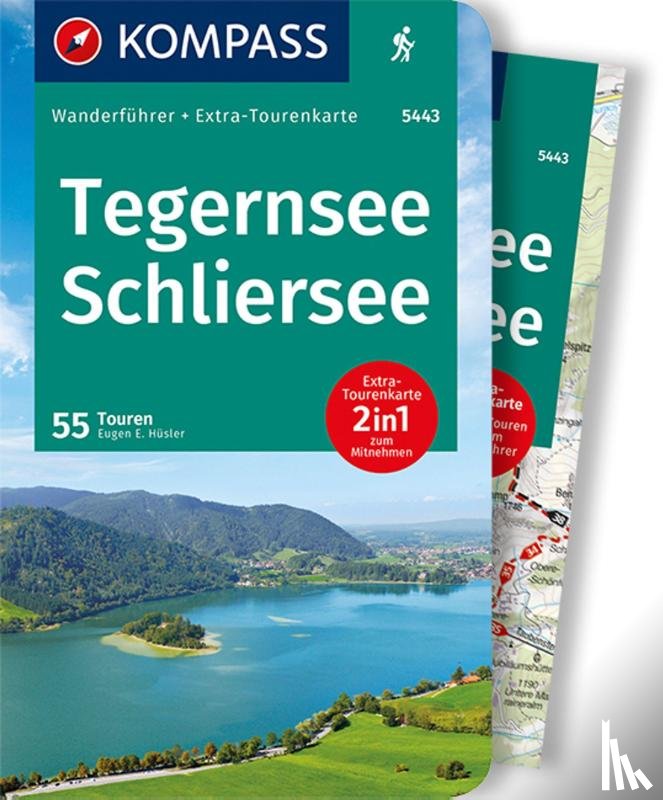 Hüsler, Eugen - KOMPASS Wanderführer Tegernsee, Schliersee, 55 Touren mit Extra-Tourenkarte