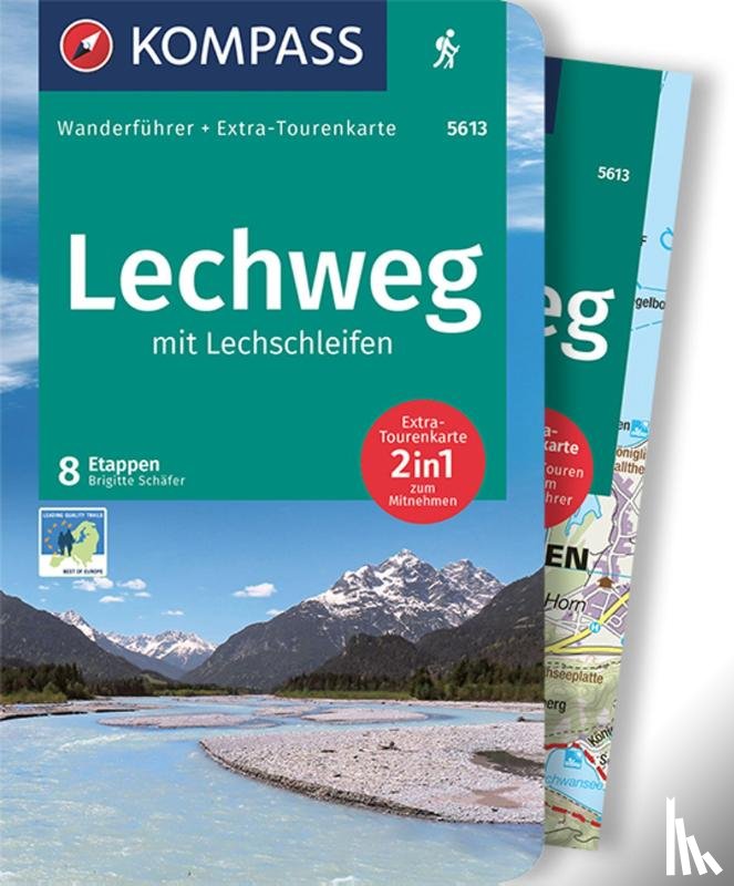 Schäfer, Brigitte - KOMPASS Wanderführer Lechweg mit Lechschleifen, 16 Touren und Etappen mit Extra-Tourenkarte