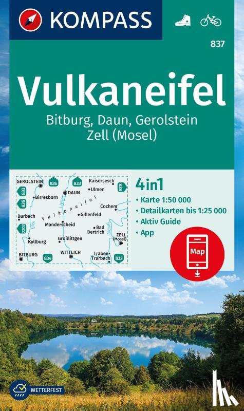  - Kompass WK837 Vulkaneifel, Bitburg, Daun, Gerolstein, Zell (Mosel)