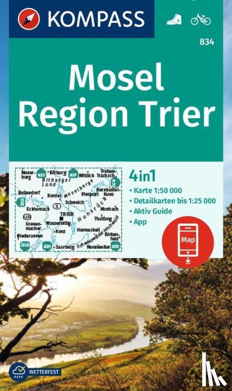  - KOMPASS Wanderkarte 834 Mosel, Region Trier 1:50.000