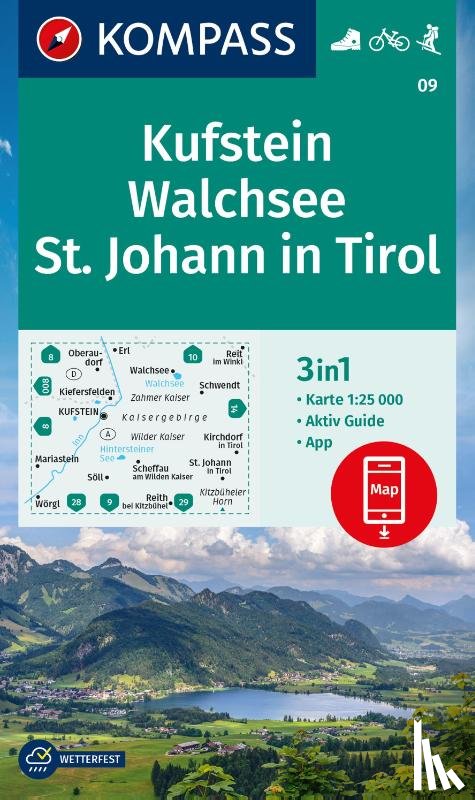  - KOMPASS Wanderkarte 09 Kufstein, Walchsee, St. Johann in Tirol 1:25.000