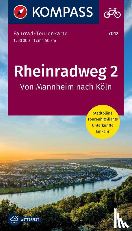  - KOMPASS Fahrrad-Tourenkarte Rheinradweg 2, von Mannheim nach Köln 1:50.000