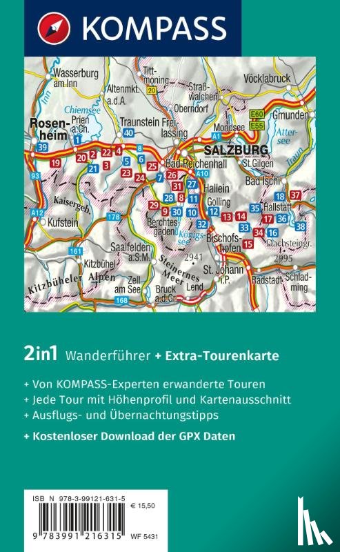 Fella, Geraldine - KOMPASS Wanderführer SalzAlpenSteig, Chiemsee, Königssee, Hallstätter See, 40 Touren mit Extra-Tourenkarte