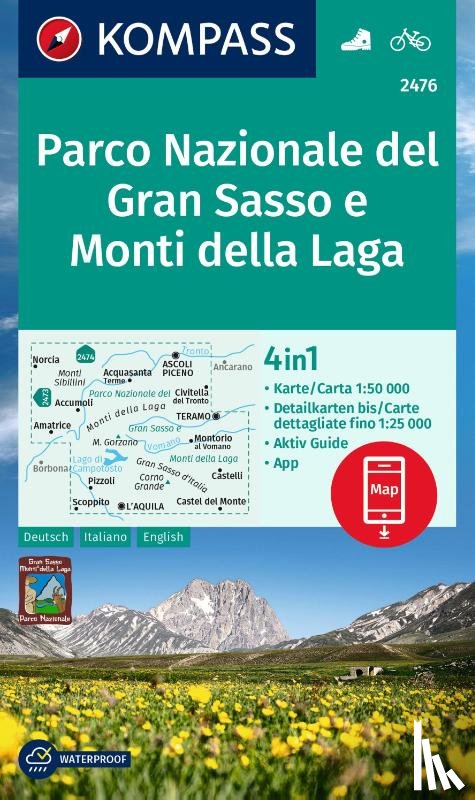  - KOMPASS Wanderkarte 2476 Parco Nazionale del Gran Sasso e Monti della Laga 1:50.000